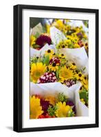 USA, Washington, Seattle, Colorful bouquets at Pike Place Public.-Trish Drury-Framed Premium Photographic Print