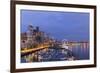 USA, Washington, Seattle. Night Time Skyline from Pier 66-Brent Bergherm-Framed Photographic Print