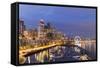 USA, Washington, Seattle. Night Time Skyline from Pier 66-Brent Bergherm-Framed Stretched Canvas