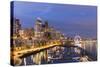 USA, Washington, Seattle. Night Time Skyline from Pier 66-Brent Bergherm-Stretched Canvas