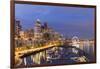 USA, Washington, Seattle. Night Time Skyline from Pier 66-Brent Bergherm-Framed Photographic Print