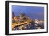 USA, Washington, Seattle. Night Time Skyline from Pier 66-Brent Bergherm-Framed Photographic Print