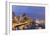 USA, Washington, Seattle. Night Time Skyline from Pier 66-Brent Bergherm-Framed Photographic Print