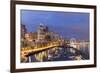 USA, Washington, Seattle. Night Time Skyline from Pier 66-Brent Bergherm-Framed Photographic Print