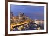 USA, Washington, Seattle. Night Time Skyline from Pier 66-Brent Bergherm-Framed Photographic Print