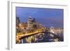 USA, Washington, Seattle. Night Time Skyline from Pier 66-Brent Bergherm-Framed Photographic Print