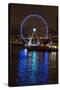 USA, Washington, Seattle. Seattle Great Wheel at Night on Pier 67-Trish Drury-Stretched Canvas