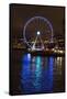 USA, Washington, Seattle. Seattle Great Wheel at Night on Pier 67-Trish Drury-Framed Stretched Canvas