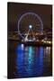 USA, Washington, Seattle. Seattle Great Wheel at Night on Pier 67-Trish Drury-Stretched Canvas