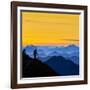 USA, Washington State. A backpacker descending from the Skyline Divide at sunset.-Gary Luhm-Framed Photographic Print