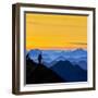 USA, Washington State. A backpacker descending from the Skyline Divide at sunset.-Gary Luhm-Framed Photographic Print