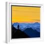 USA, Washington State. A backpacker descending from the Skyline Divide at sunset.-Gary Luhm-Framed Photographic Print