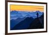 USA, Washington State. A backpacker descending from the Skyline Divide at sunset.-Gary Luhm-Framed Premium Photographic Print