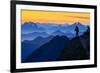 USA, Washington State. A backpacker descending from the Skyline Divide at sunset.-Gary Luhm-Framed Premium Photographic Print