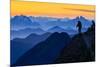 USA, Washington State. A backpacker descending from the Skyline Divide at sunset.-Gary Luhm-Mounted Premium Photographic Print