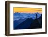 USA, Washington State. A backpacker descending from the Skyline Divide at sunset.-Gary Luhm-Framed Photographic Print