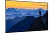 USA, Washington State. A backpacker descending from the Skyline Divide at sunset.-Gary Luhm-Mounted Photographic Print