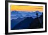 USA, Washington State. A backpacker descending from the Skyline Divide at sunset.-Gary Luhm-Framed Photographic Print