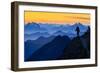 USA, Washington State. A backpacker descending from the Skyline Divide at sunset.-Gary Luhm-Framed Photographic Print