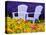 USA, Washington State, Adirondack chairs In Field of Lavender and Poppies-Terry Eggers-Stretched Canvas