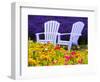 USA, Washington State, Adirondack chairs In Field of Lavender and Poppies-Terry Eggers-Framed Photographic Print