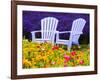 USA, Washington State, Adirondack chairs In Field of Lavender and Poppies-Terry Eggers-Framed Photographic Print