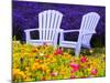 USA, Washington State, Adirondack chairs In Field of Lavender and Poppies-Terry Eggers-Mounted Photographic Print