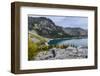 USA, Washington State, Alpine Lakes Wilderness. Backpacker starts up Asgard Pass. (MR)-Yuri Choufour-Framed Photographic Print