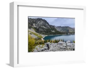 USA, Washington State, Alpine Lakes Wilderness. Backpacker starts up Asgard Pass. (MR)-Yuri Choufour-Framed Photographic Print