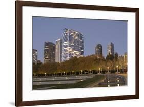 USA, Washington State, Bellevue. Downtown Park and skyline.-Merrill Images-Framed Photographic Print