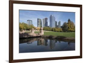 USA, Washington State, Bellevue. Downtown Park and skyline.-Merrill Images-Framed Photographic Print