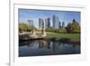 USA, Washington State, Bellevue. Downtown Park and skyline.-Merrill Images-Framed Photographic Print