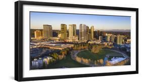 USA, Washington State, Bellevue. Downtown Park and skyline.-Merrill Images-Framed Photographic Print