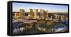 USA, Washington State, Bellevue. Downtown Park and skyline.-Merrill Images-Framed Stretched Canvas