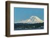 USA, Washington State, Bellevue. Mount Rainier seen from Lake Washington.-Merrill Images-Framed Photographic Print