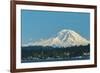 USA, Washington State, Bellevue. Mount Rainier seen from Lake Washington.-Merrill Images-Framed Photographic Print