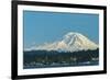 USA, Washington State, Bellevue. Mount Rainier seen from Lake Washington.-Merrill Images-Framed Photographic Print