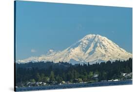 USA, Washington State, Bellevue. Mount Rainier seen from Lake Washington.-Merrill Images-Stretched Canvas