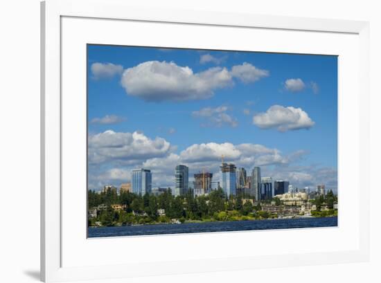 USA, Washington State, Bellevue. Skyline view from Lake Washington.-Merrill Images-Framed Photographic Print