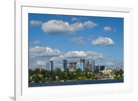 USA, Washington State, Bellevue. Skyline view from Lake Washington.-Merrill Images-Framed Photographic Print