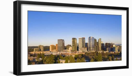 USA, Washington State, Bellevue. Skyscrapers and downtown skyline.-Merrill Images-Framed Photographic Print