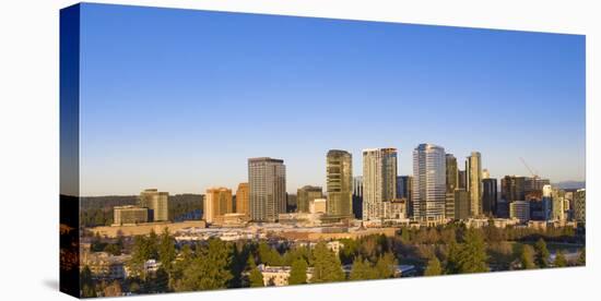 USA, Washington State, Bellevue. Skyscrapers and downtown skyline.-Merrill Images-Stretched Canvas