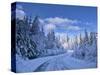 USA, Washington State, Cle Elum, Kittitas County. Colorful winter landscape of rural town.-Julie Eggers-Stretched Canvas