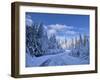 USA, Washington State, Cle Elum, Kittitas County. Colorful winter landscape of rural town.-Julie Eggers-Framed Photographic Print