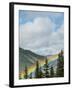 Usa, Washington State, Crystal Mountain. Rainbow in valley through trees.-Merrill Images-Framed Photographic Print