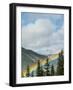 Usa, Washington State, Crystal Mountain. Rainbow in valley through trees.-Merrill Images-Framed Photographic Print