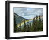 Usa, Washington State, Crystal Mountain. Rainbow in valley through trees.-Merrill Images-Framed Photographic Print