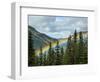 Usa, Washington State, Crystal Mountain. Rainbow in valley through trees.-Merrill Images-Framed Photographic Print