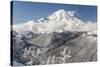 Usa, Washington State, Crystal Mountain. Snow-covered Mount Rainier viewed from Lucky Shot ski run-Merrill Images-Stretched Canvas