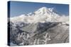 Usa, Washington State, Crystal Mountain. Snow-covered Mount Rainier viewed from Lucky Shot ski run-Merrill Images-Stretched Canvas